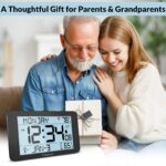 Geevon 10.8'' Atomic Clock with Indoor Outdoor Temperature, Large  Display Digital Wall Clock with Wireless Sensor,  for Bedroom, Office, Kitchen, Living Room, Easy for Seniors to Read