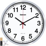 Geevon 12 Inch Atomic Analog Wall Clock, Sets Automatically Wall Clock Battery Operated, Easy to Read Atomic Clock for Kitchen/School/Classroom/Living Room
