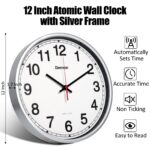 Geevon 12 Inch Atomic Analog Wall Clock, Sets Automatically Wall Clock Battery Operated, Easy to Read Atomic Clock for Kitchen/School/Classroom/Living Room