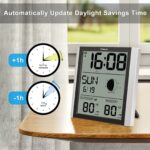 Geevon Digital Atomic Wall Clock with Moon Phase and Backlight, Silent Non-Ticking Atomic Clock with 8.8 Inch Large Display, Indoor Outdoor Temperature, Calendar for Home Office Bedroom Kitchen