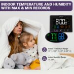 Geevon Digital Atomic Alarm Clocks for Bedrooms with Battery Backup, HD Color Display Atomic Lock with Backlight, 2 USB Ports, Indoor Temperature and Humidity, Moon Phases, Time, and Calendar