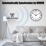 Geevon 12 Inch Atomic Analog Wall Clock, Sets Automatically Wall Clock Battery Operated, Easy to Read Atomic Clock for Kitchen/School/Classroom/Living Room