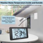 Geevon 10.8'' Atomic Clock with Indoor Outdoor Temperature, Large  Display Digital Wall Clock with Wireless Sensor,  for Bedroom, Office, Kitchen, Living Room, Easy for Seniors to Read