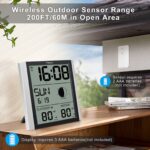 Geevon Digital Atomic Wall Clock with Moon Phase and Backlight, Silent Non-Ticking Atomic Clock with 8.8 Inch Large Display, Indoor Outdoor Temperature, Calendar for Home Office Bedroom Kitchen