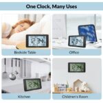 Geevon 10.8'' Atomic Clock with Indoor Outdoor Temperature, Large  Display Digital Wall Clock with Wireless Sensor,  for Bedroom, Office, Kitchen, Living Room, Easy for Seniors to Read